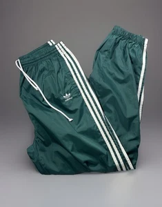 Vintage 90’s Adidas Nylon Soccer Pants Men’s XL Green/White Baggy Shiny Rare - Picture 1 of 14