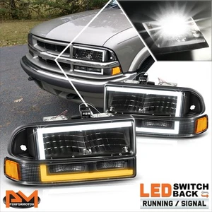 Faros retrovisores LED DRL negros/ámbar para 98-04 Chevy Blazer/S10 en forma de L - Imagen 1 de 7