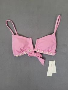 Hula Honey Swimwear Top Junior Shell-Trim Bikini Chiffon Pink XSMALL  - Picture 1 of 5