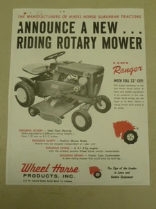 VINTAGE 1961 WHEEL HORSE LAWN RANGER TRACTOR SPEC SHEET - Picture 1 of 2