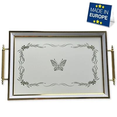 Hakan Rectangular Decorative Serving Tray 19x11.5-inch with Glass Surface - Image 1 of 4