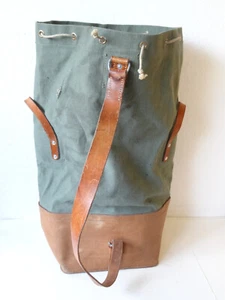 Large Transport Swiss Army Military Sea bag backpack Canvas Leather Seesack 1968 - Picture 1 of 12