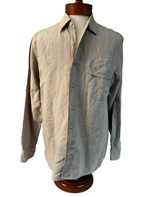 Camisa beige The Havanera Co para hombre talla M mezcla de lino L/s botón delantero, bolsillo Foto 1 de 4