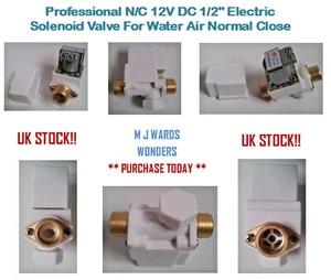 Professional N/C 12V DC 1/2" Electric Solenoid Valve For Water Air Normal Close - Picture 1 of 7