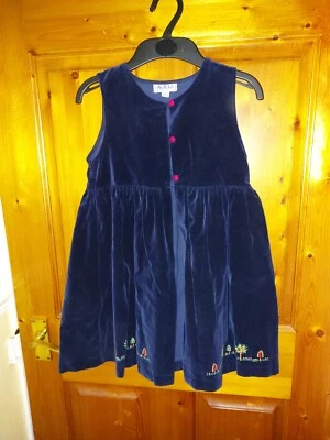 Abella Girls Overdress Dress Navy 100% Cotton Age 5 Yrs Embroidered - Image 1 of 4