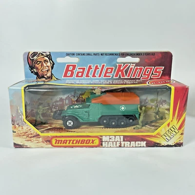Matchbox Battlekings K-108 M3A1 Half Track, Metallic Green, w/Original Box - Image 1 of 4