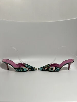 Vtg Dolce & Gabbana Green Floral Mule Heels 36 - Image 1 of 4