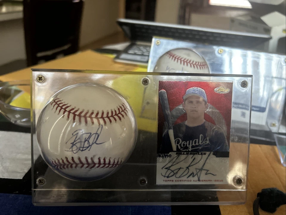 Billy Butler Autographed MLB Rawlings Baseball And Card Royals, A’s - Image 1 of 4