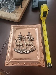 VTG DEER 3D METAL WALL HANGING DÉCOR 7 1/8"×5 7/8" COPPER WEST GERMANY - Picture 1 of 6
