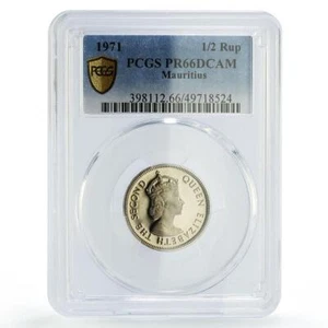 Mauritius 1/2 rupee Republic Coinage Queen Elizabeth PR66 PCGS CuNi coin 1971 - Picture 1 of 3