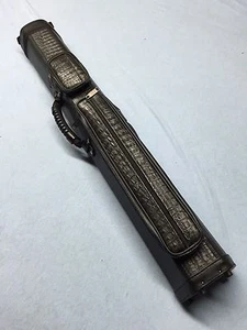 J&J Black & Black Crocodile Textured Leatherette Hard Case 2 Butt 4 Shaft 2x4 - Imagen 1 de 10