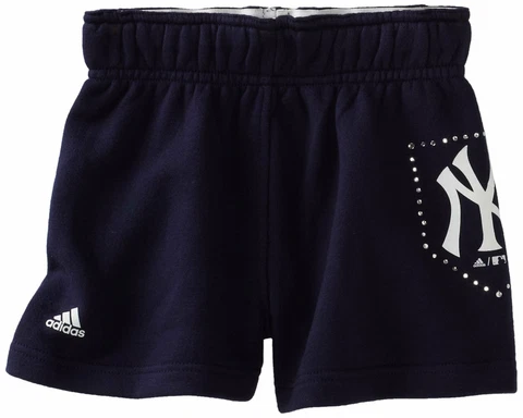 Adidas MLB Youth Girls New York Yankees Rhinestone Roll Over Short Shorts Cover