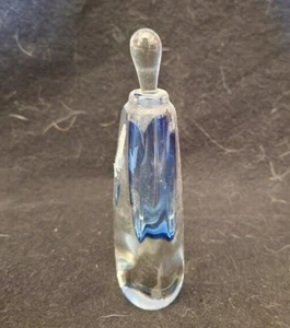 Crystal/Glass Perfume Bottle And Stopper (Blue Interior); signed; 5" tall - MINT - Picture 1 of 3