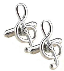 Silber Blatt Musik Dreifach G Notenschlüssel Design Herren Geschenk Von - Picture 1 of 9