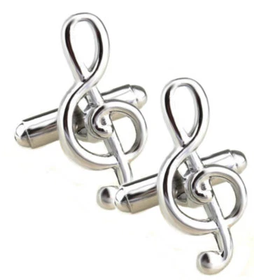 Silber Blatt Musik Dreifach G Notenschlüssel Design Herren Geschenk Von - Bild 1 von 4