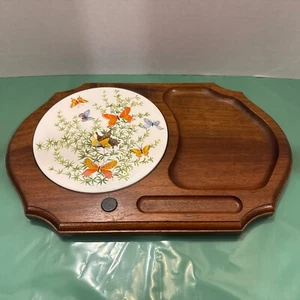 Vintage Shafford Cheese Board Tray Wood Ceramic Tile Charcuterie Board - Picture 1 of 3