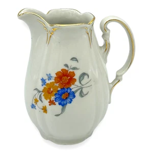 Crema de porcelana de colección Alemania zona de Estados Unidos diseños florales de doble cara borde dorado 4,5" - Imagen 1 de 11