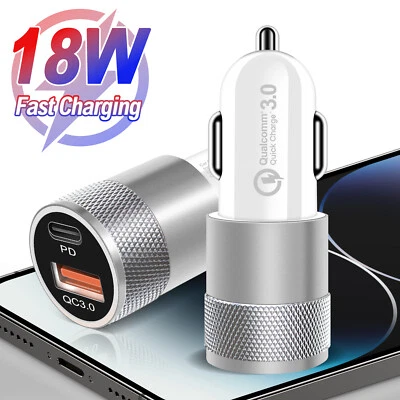 Adaptador Coche 18W USB Tipo-C PD Cargador Teléfono Rápido Enchufe Coche Para iPhone 16 Pro Max Foto 1 de 4