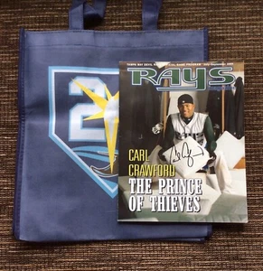 RARE SIGNED 2004 Carl Crawford Tampa Bay Rays Baseball Magazine with BONUS Bag - Picture 1 of 12