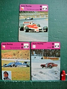 Auto Racing 3 Cards Lancia Tyrrell McLaren Race Team History circa 1980 A - Picture 1 of 2
