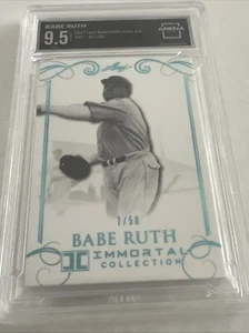 2017 Leaf Babe Ruth #47 Immortal Collection BLUE FOIL /50 GRADED ARENA CLUB 9.5 - Picture 1 of 5