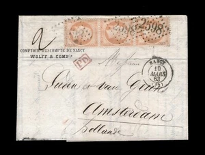 France (1863) - Letter Nancy to Amsterdam. Napoleon 40c Strip of Three - Picture 1 of 2