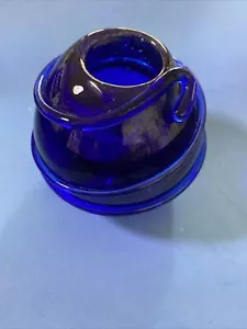 Heavy & Thick Walled Vintage Hand Blown Dark Cobalt Blue Glass Vase paperweight - Picture 1 of 8