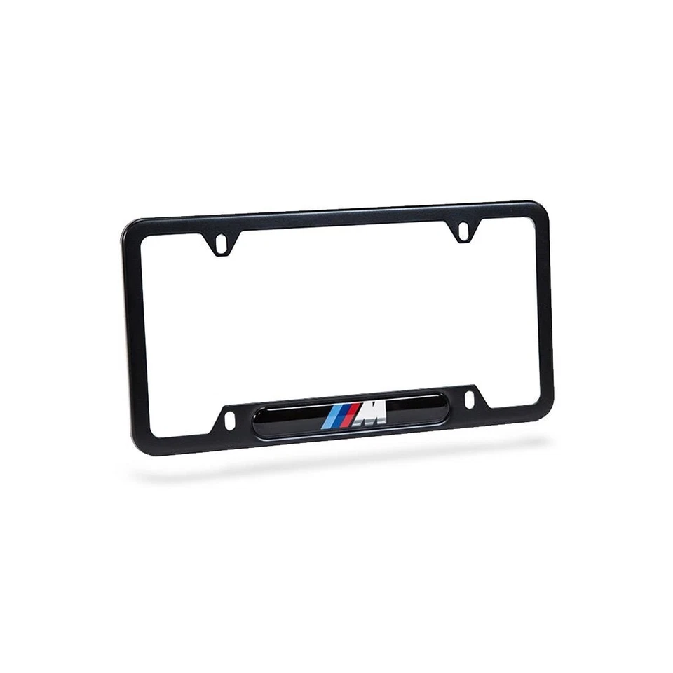 BMW OEM M Logo Black Stainless Steel License Plate Frame SINGLE 82120010404 - Image 1 of 1