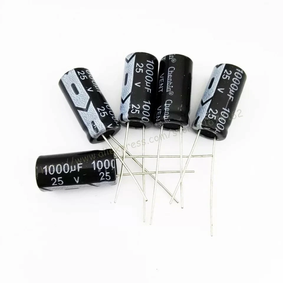 5x 1000uf 25v LOT 5X CONDENSATEUR CHIMIQUE 1000µF 1000uF 25V RADIAL 105° - Photo 1/1