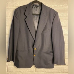 Vintage Hardy Amies Mens Navy Blue Two Gold Button Sport Coat Blazer 44R - Picture 1 of 11