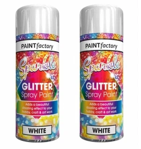 2 x White Sparkling Glitter Spray Paint Craft Art Decoration Metallic - 200ml - Picture 1 of 4