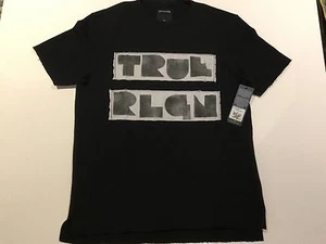 TRUE RELIGION MEN TRUE BLOCK LOGO SS SWEAT SHIRT BLACK PREMIUM NWT M $139 - Picture 1 of 5