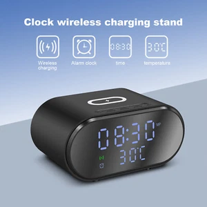 Alarm Clock 15W Wireless Charger Dock With Temperature For iPhone Samsung Google - Picture 1 of 25