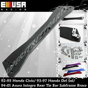 EMUSA Rear Lower Tie Bar Subframe Brace BLACK for 1993-1997 Honda Civic Del Sol