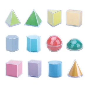 12Pcs Geometric Shapes Blocks Math Toy Teaching Aids Montessori Pattern Blocks - Picture 1 of 6