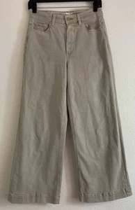 Paige Anessa Jeans Women 27 Wide Leg Denim Tan Non Distressed Wax Feel Soft EUC - Picture 1 of 10