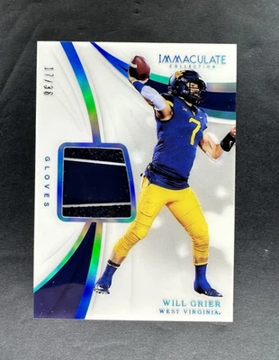 2019 Panini Immaculate Collegiate Gloves West Virginia WVU Will Grier /36 - Image 1 of 2