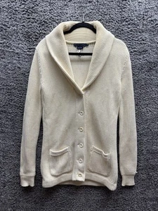 Vintage Ralph Lauren Sweater Smalll White Shawl Cardigan Knit - Picture 1 of 16