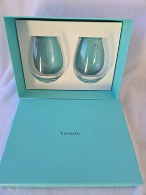 Juego de dos vasos de cristal sin tallo Tiffany & Co nunca usados en embalaje original Foto 1 de 4