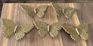 VTG Gold MCM 1967 SYROCO BUTTERFLY 5 PIECE SET MADE IN USA Wall Decor - Picture 1 of 4