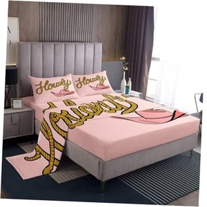 Pink Cowgirl Bed Sheets Set Western Hat Printed Sheet Set for Twin Multi 31 - Picture 1 of 7