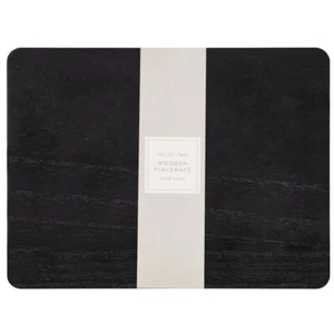 Stylish Black Solid Wooden Placemats Perfect For Any Dining Room 2pk - Picture 1 of 3