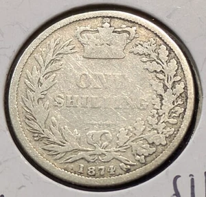 1874 UK GB Great Britain 1 One Shilling Victoria .925 Silver Coin KM#734 *285 - Picture 1 of 5