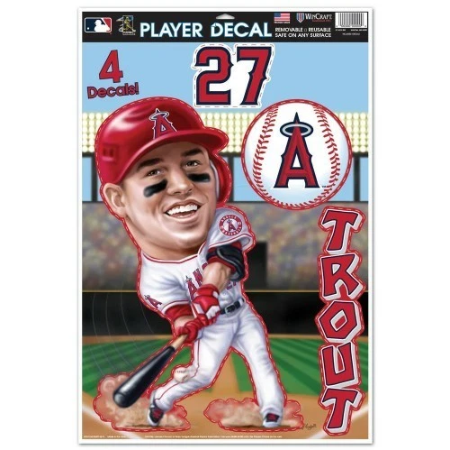MIKE TROUT LOS ANGELES ANGELS 4 PC. MULTI-USE DECALS 11"x17" SHEET LIKE FATHEAD - Image 1 of 2