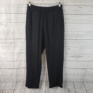 J Jill Womens Linen Stretch Pull On Pants Sz Small Black Mid Rise Cuffed - Picture 1 of 7