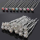 Set 10 Haarnadeln Blume Perle Strass Hochzeit Kommunion Haarschmuck FARBEN