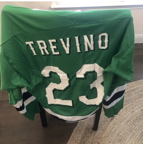 JOSE TREVINO TEXAS RANGERS DALLAS STARS JERSEY SIZE ADULT MED. 2022 NEW IN BAG Cover
