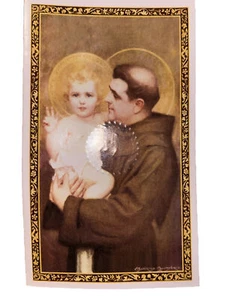 Vintage katholische St. Antonius & St. Antonius Medaille auf Gebetskarte 2006 - Bild 1 von 4