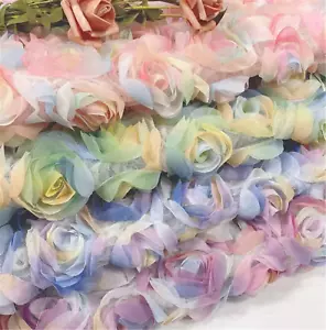 3D Rose Kleid Abendkleid Chiffon Netz Regenbogen Rock Kostüm Heim DIY Stoff - Bild 1 von 7