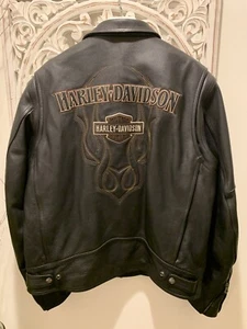 Harley Davidson Herren Roadhouse Schwarz Leder Motorrad Jacke XL 97072-09VM - Bild 1 von 9